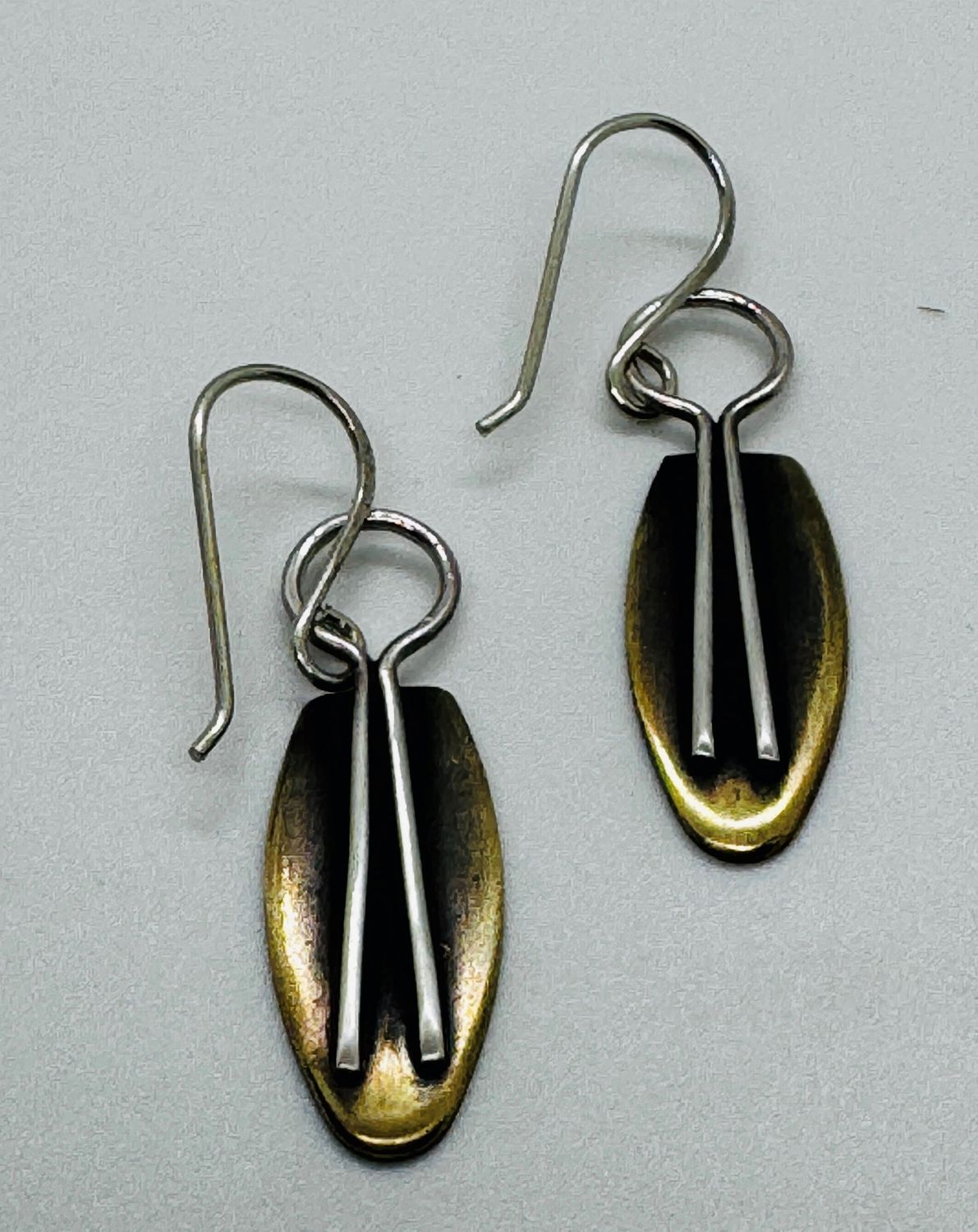 O&#39;Brien Earring Oxidized Brass Ovals