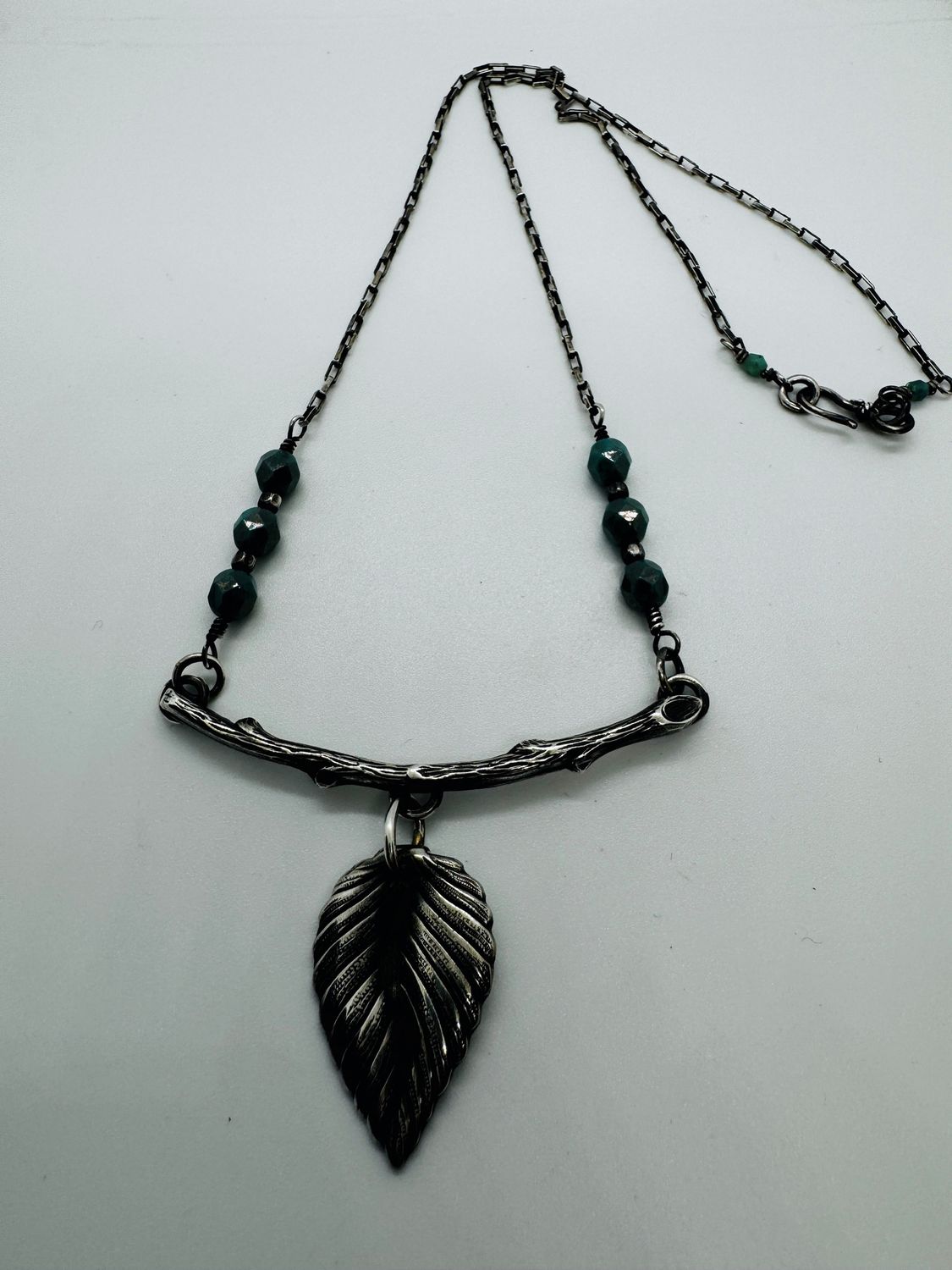 O&#39;Brien Necklace Silver Branch and Leaf Dangle