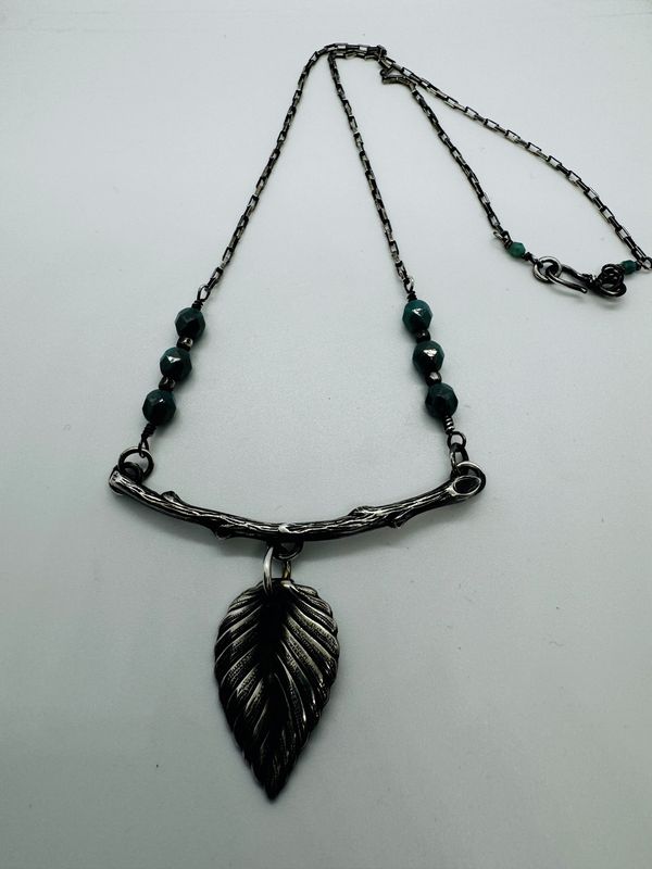 O&#39;Brien Necklace Silver Branch and Leaf Dangle