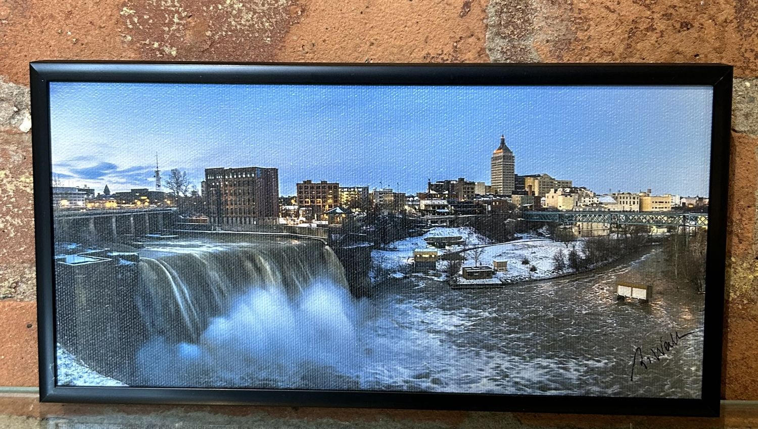 Wallace Framed Print High Falls Blue and Snow