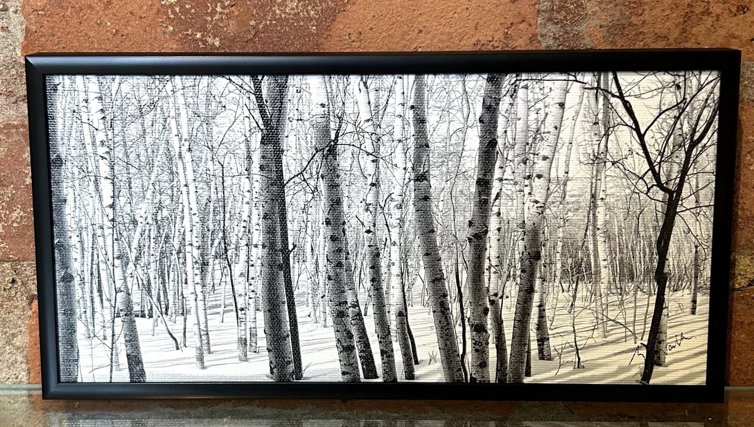 WALLACE FRAMED PRINT BIRCHES BLACK/WHITE