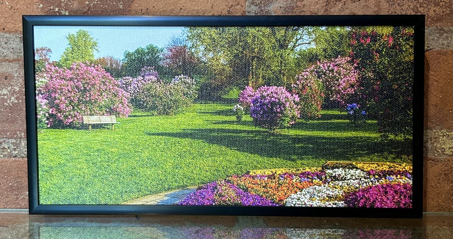 Wallace Framed Print Highland Park Flowers and Bench GW90