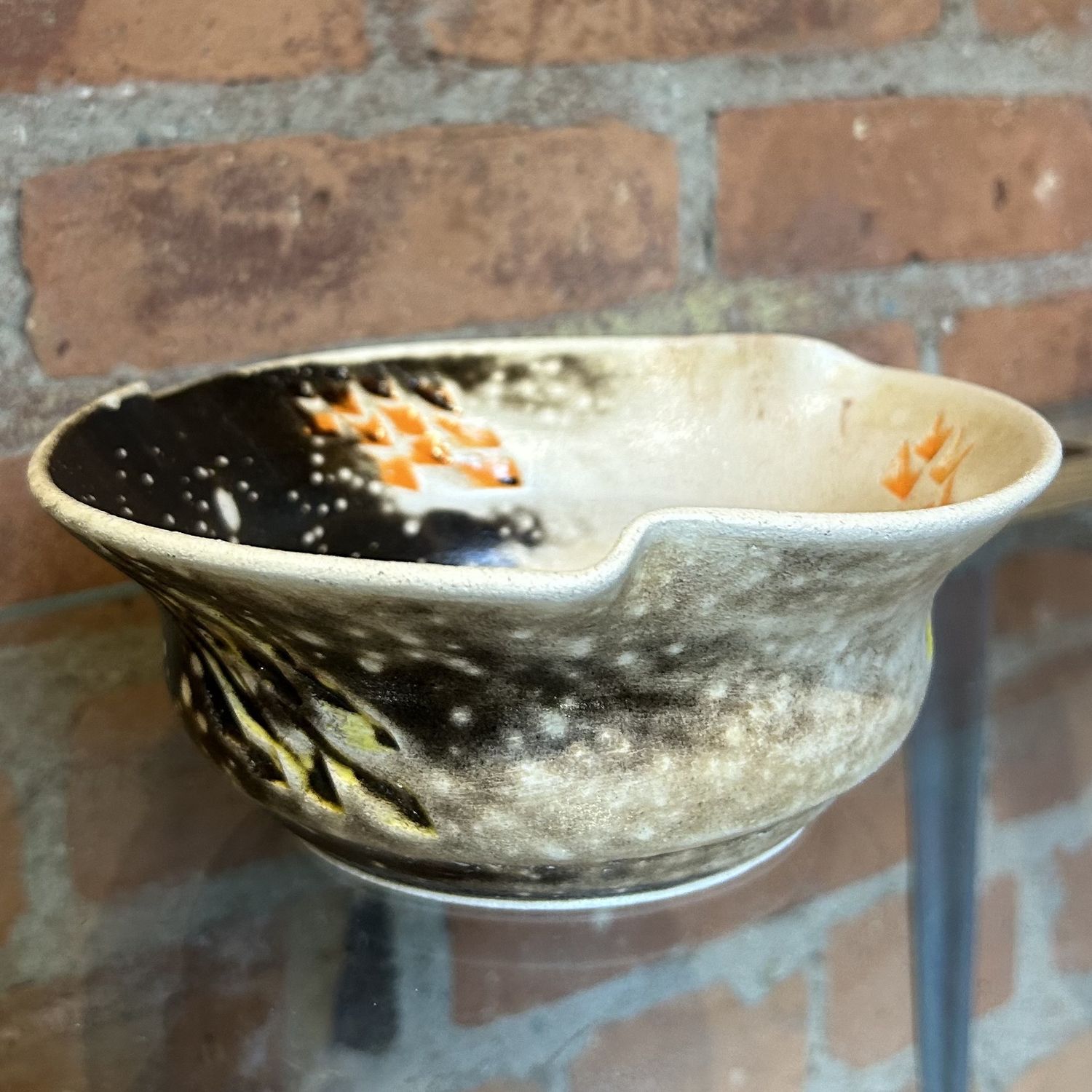 Lane Raku Bowl Brown/Orange