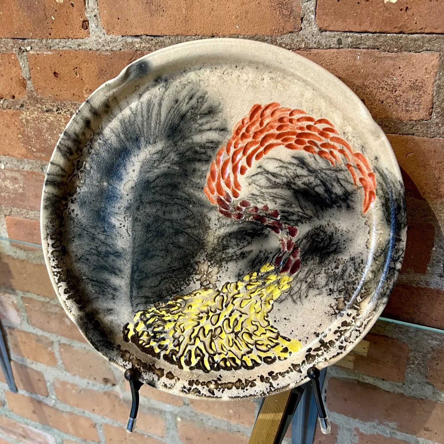 Lane Raku Medium Platter Yellow/Orange