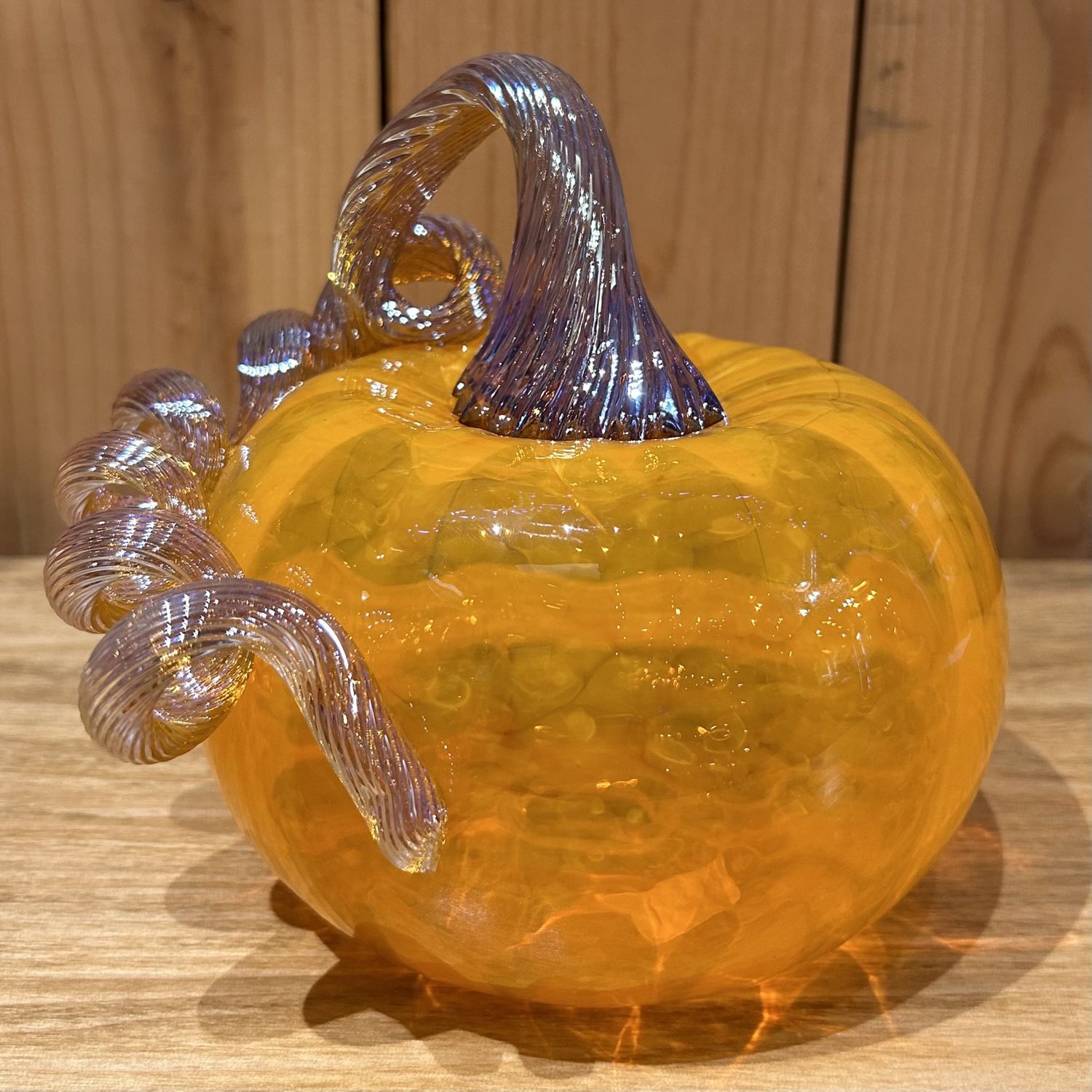 Slow Burn Glass Handblown Pumpkin Med with Gold Stem