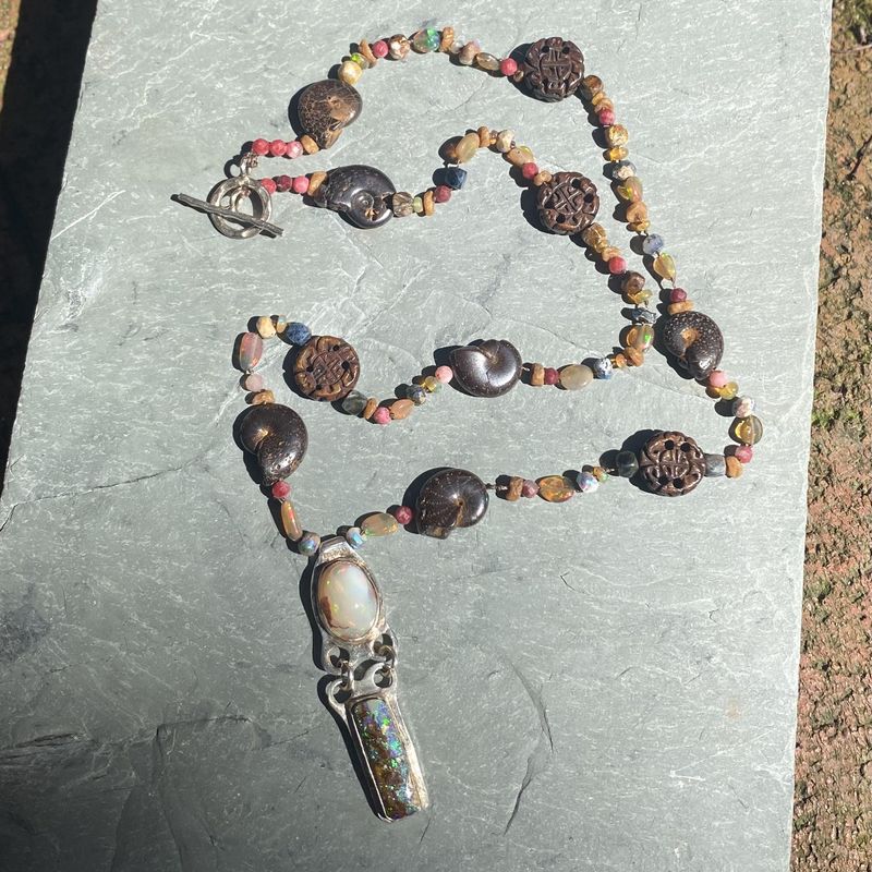 Logan Necklace Fire/Australian Opal