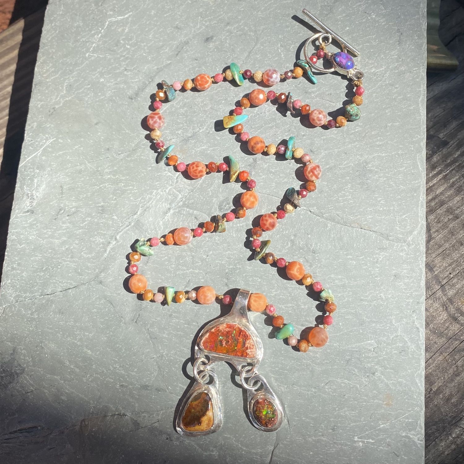 Logan Necklace Fire Opal