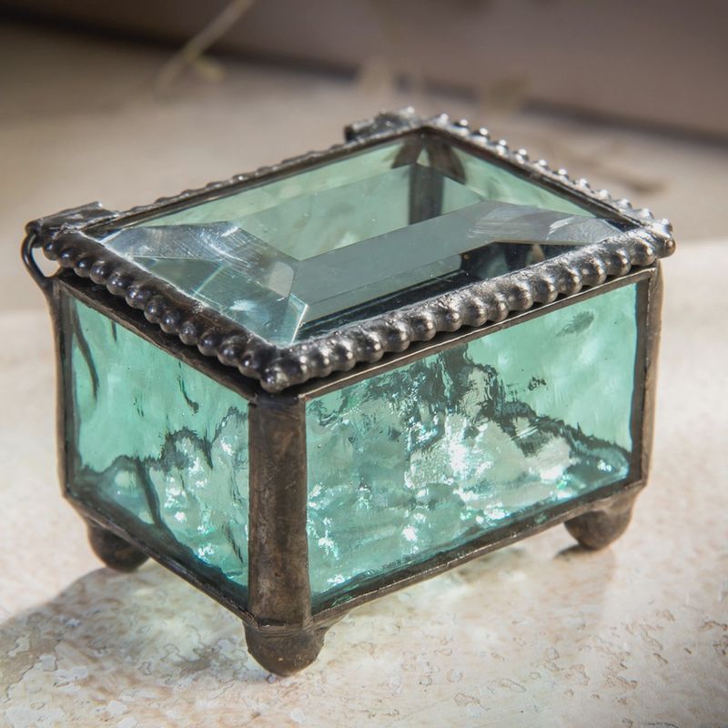 J Devlin Turquoise Stained Glass Ring Box