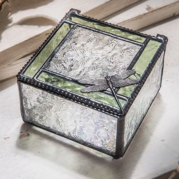 J. Devlin Keepsake Box Clear and Dragonfly