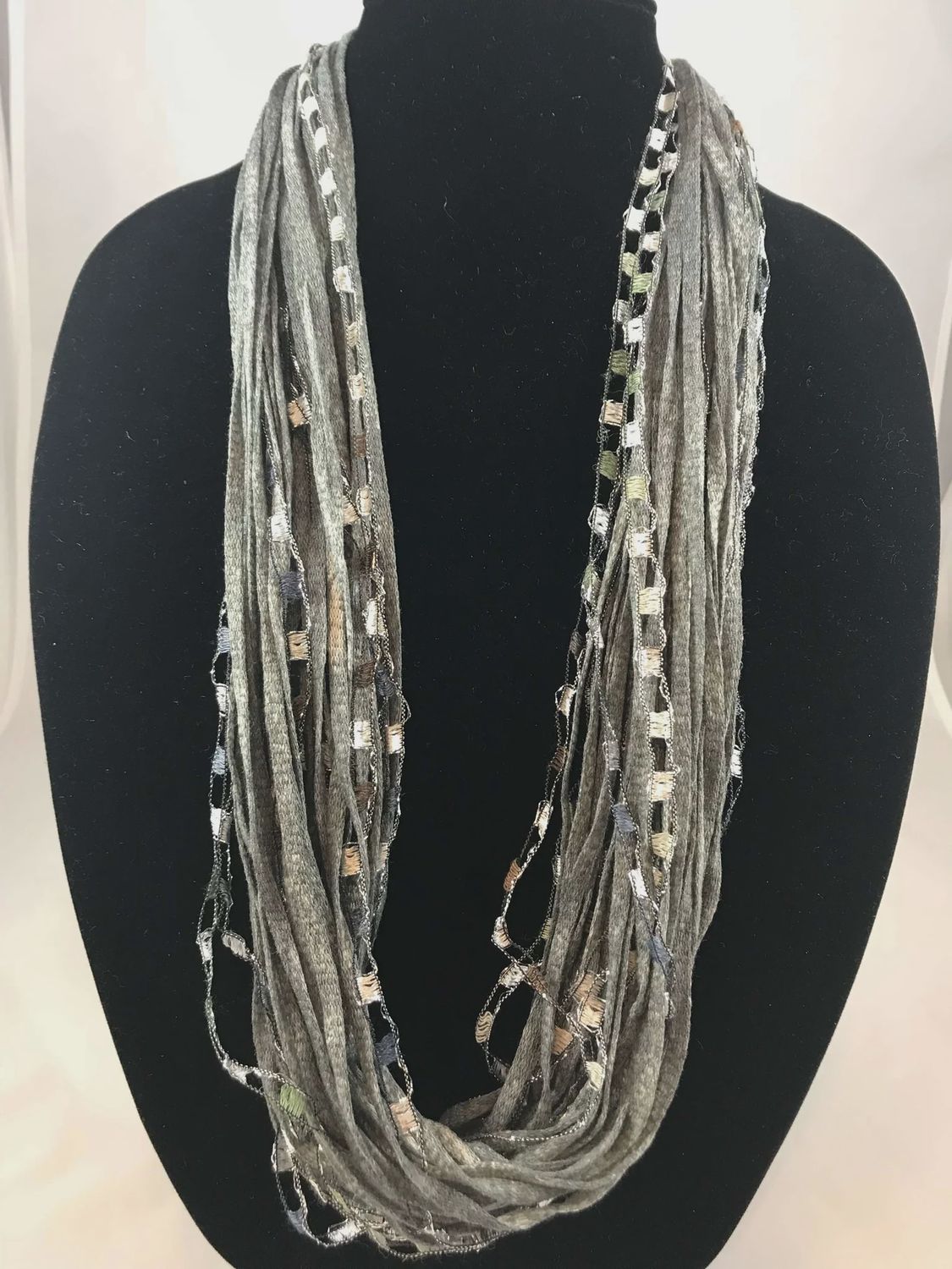 JA Collections Grey Skies Jewel Fiber Necklace 18&quot;