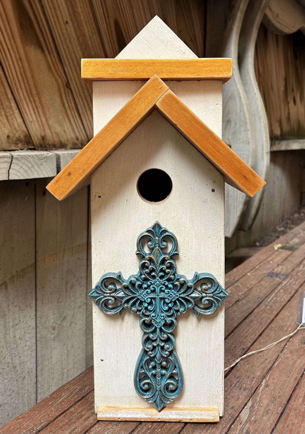 Rivers Birdhouse Turquoise Cross Church