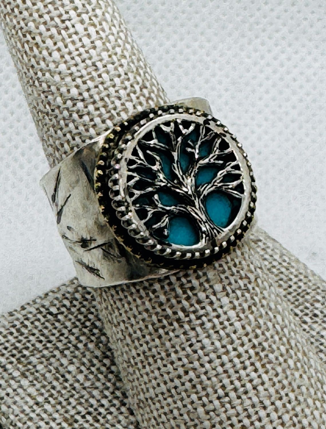 Stendardo Ring Tree Of Life with Arizona Robins Egg Turquoise