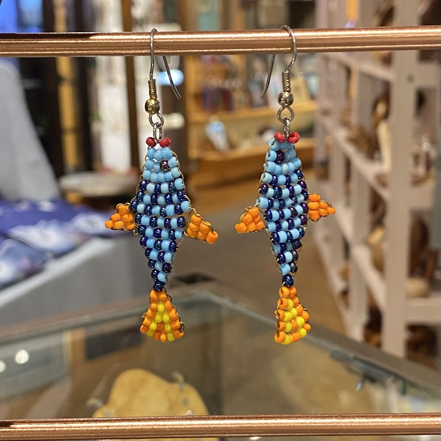 Juekoff Earrings Blue/Orange Fish