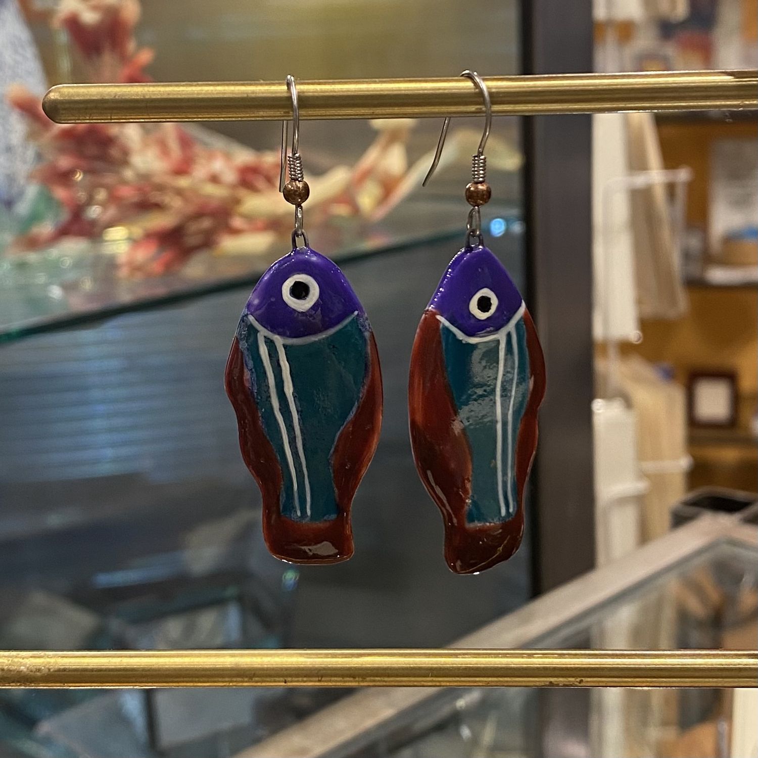 Juekoff Earrings Ceramic Blue/Teal Fish