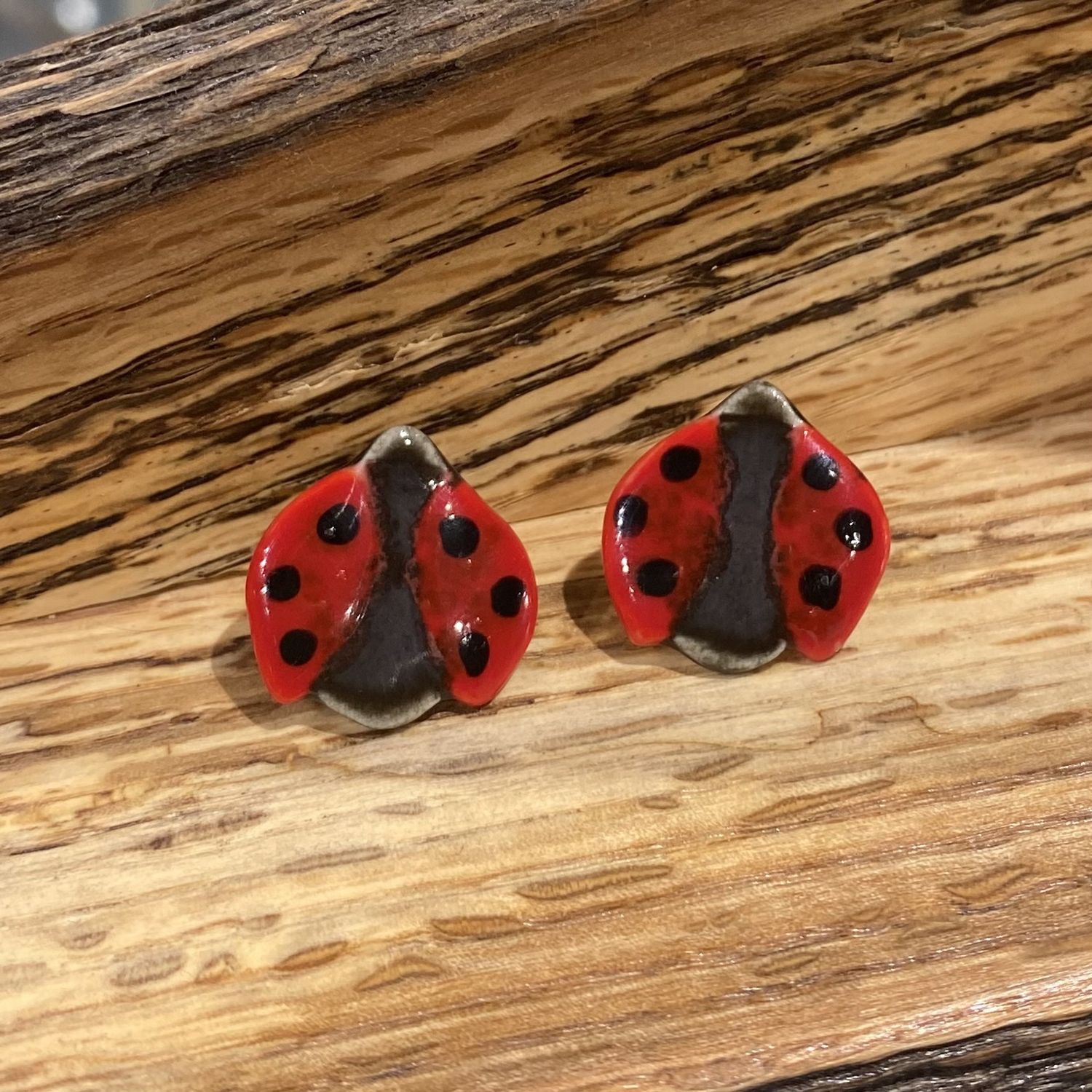 Juekoff Earrings  Ceramic Lady Bug