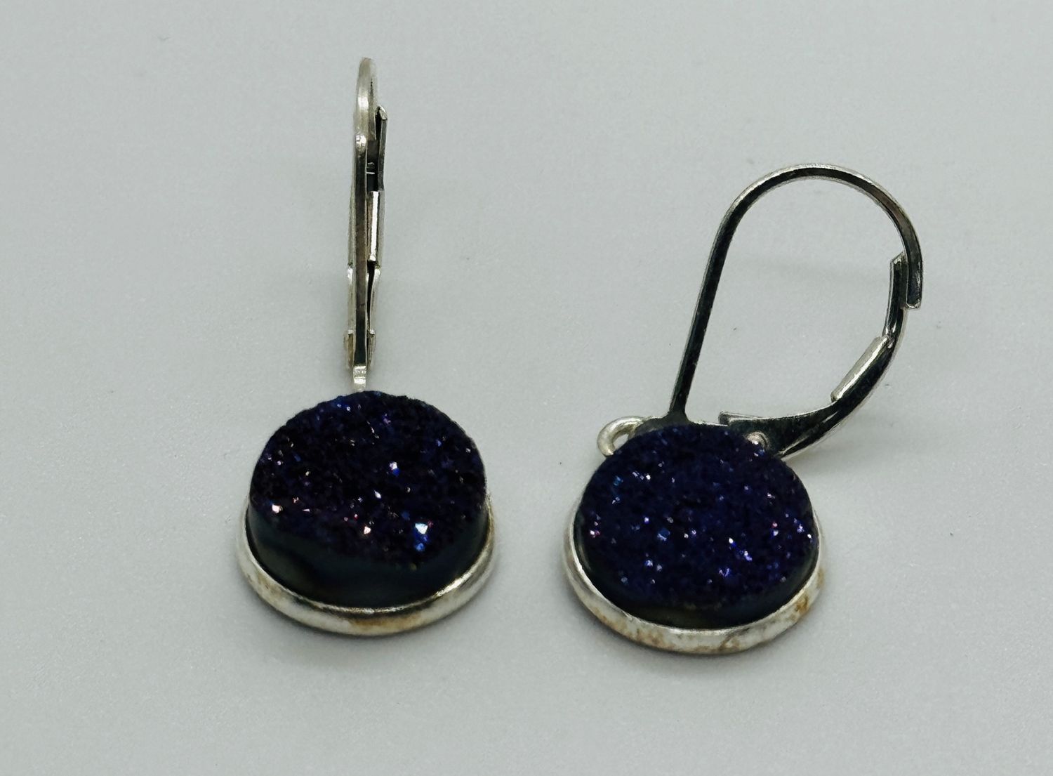Stendardo Earring Violet Druzy Silver
