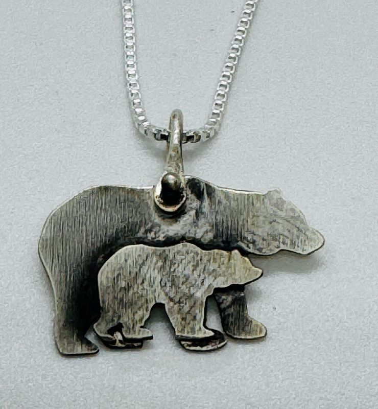 Gonzales Necklace Mama Bear and Baby Cub