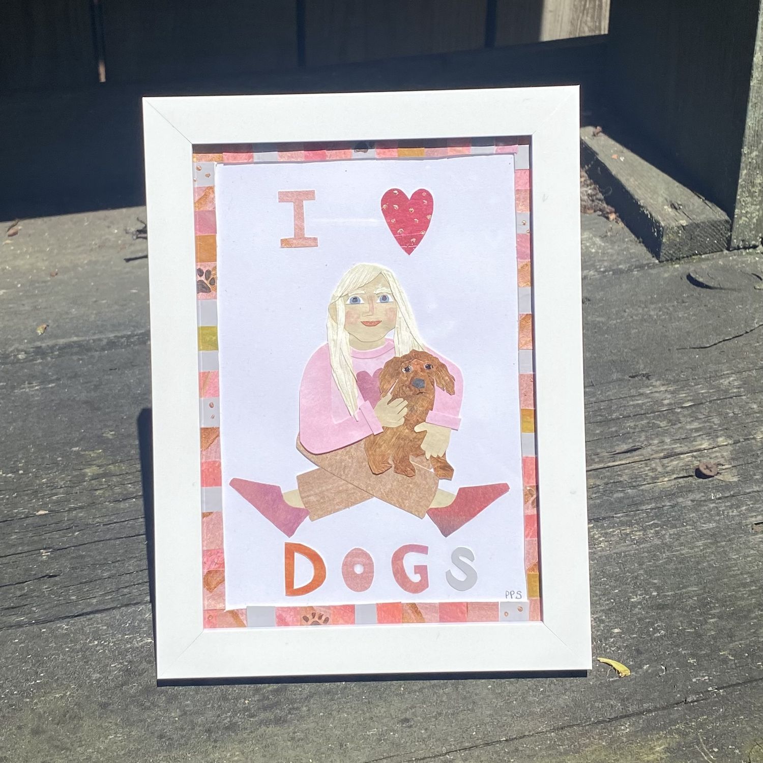 Petit Paper Original Framed Artwork Small &quot;I Heart Dogs&quot;