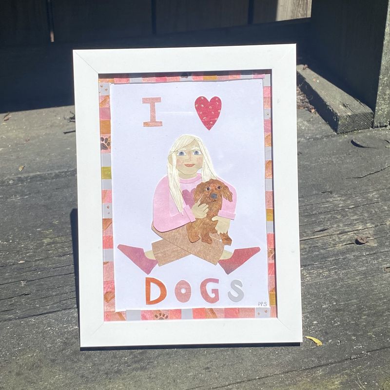 Petit Paper Original Framed Artwork Small &quot;I Heart Dogs&quot;