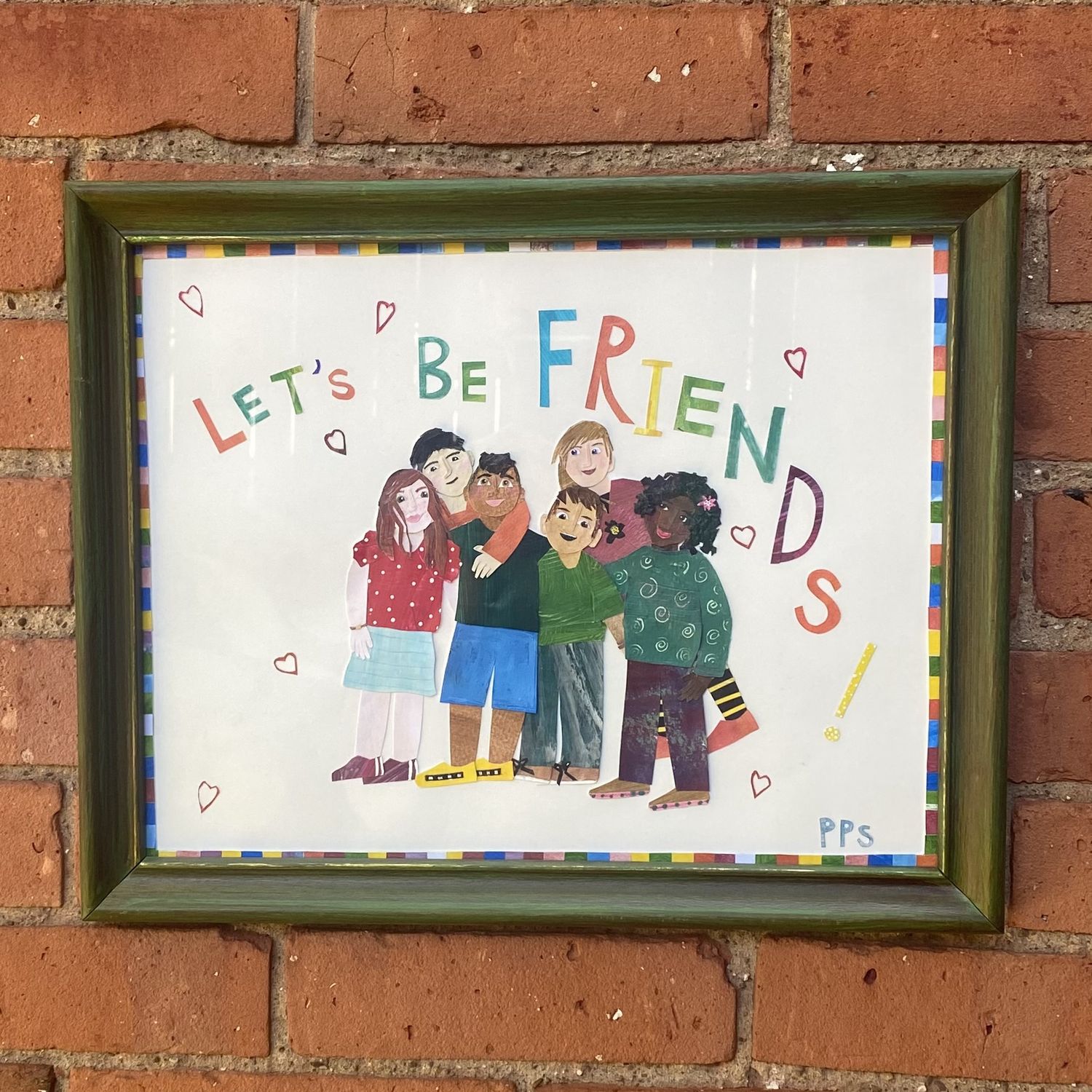 Petit Paper Original Framed Artwork Large &quot;Let&#39;s Be Friends&quot;