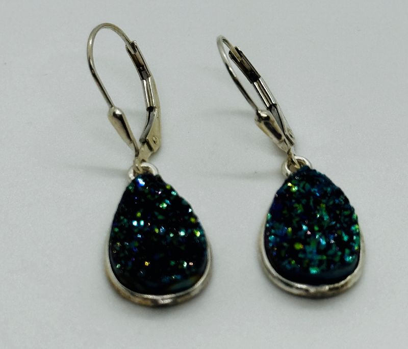 Stendardo Earrings Teal Druzy Teardrop