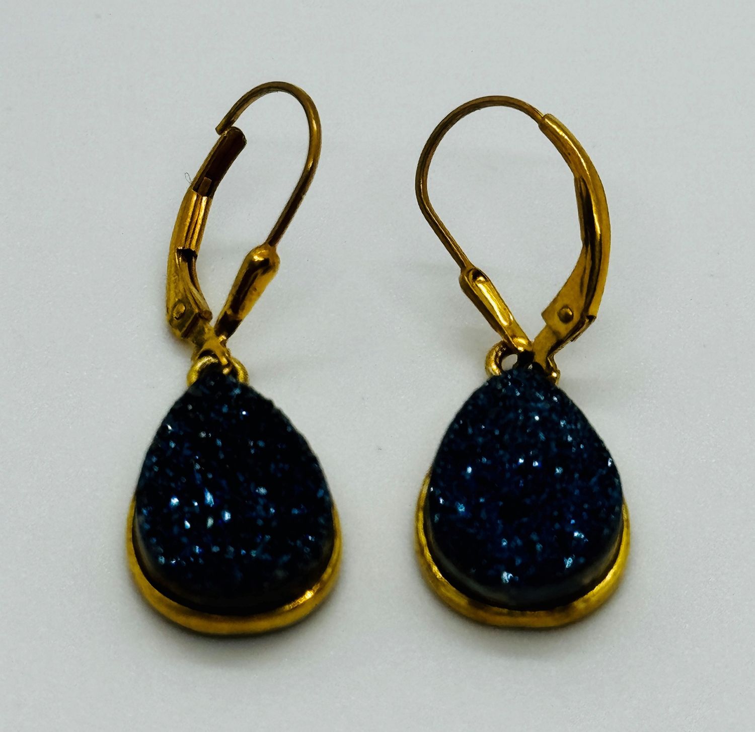 Stendardo Earrings Blue Druzy Teardrop