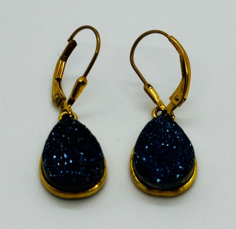Stendardo Earrings Blue Druzy Teardrop