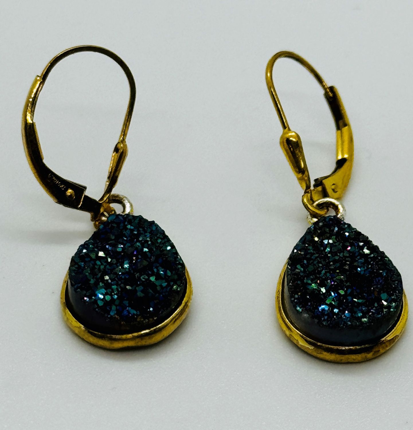 Stendardo Earring Teardrop Teal Druzy