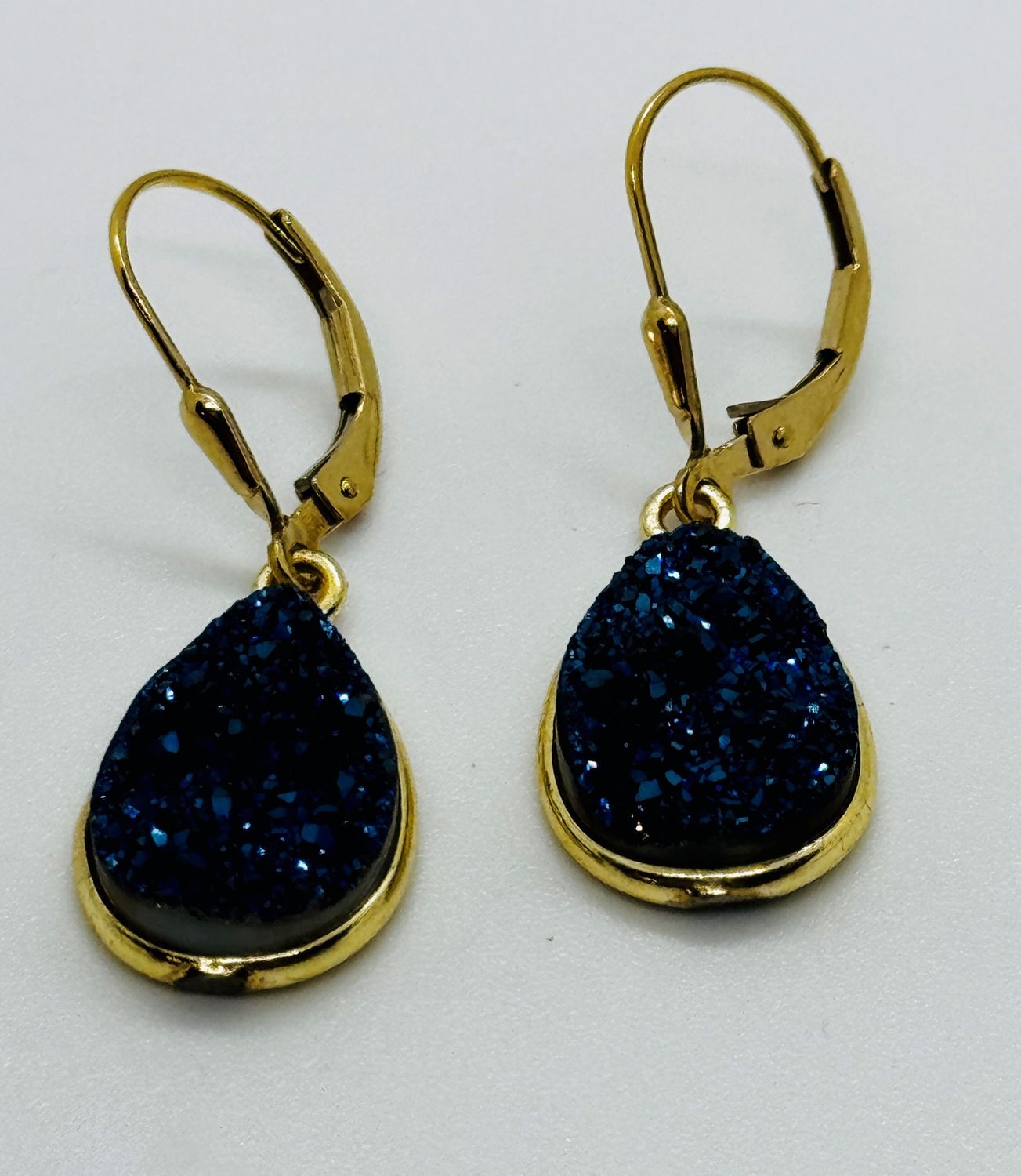 Stendardo Earring Blue Teardrop Druzy GV
