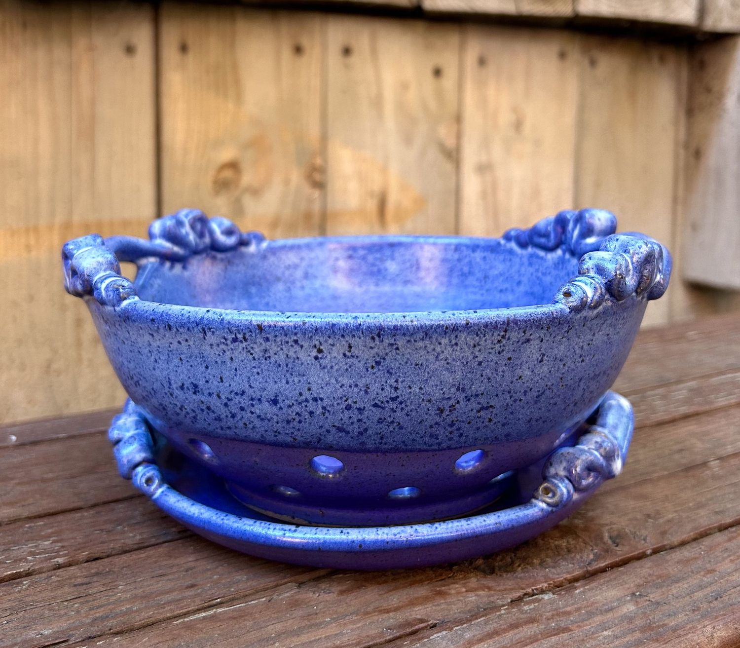 Johnson Berry Bowl w/Plate Blue/Purple