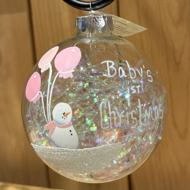 Hamilton Ornament Time Capsule Girl First Christmas with Balloons