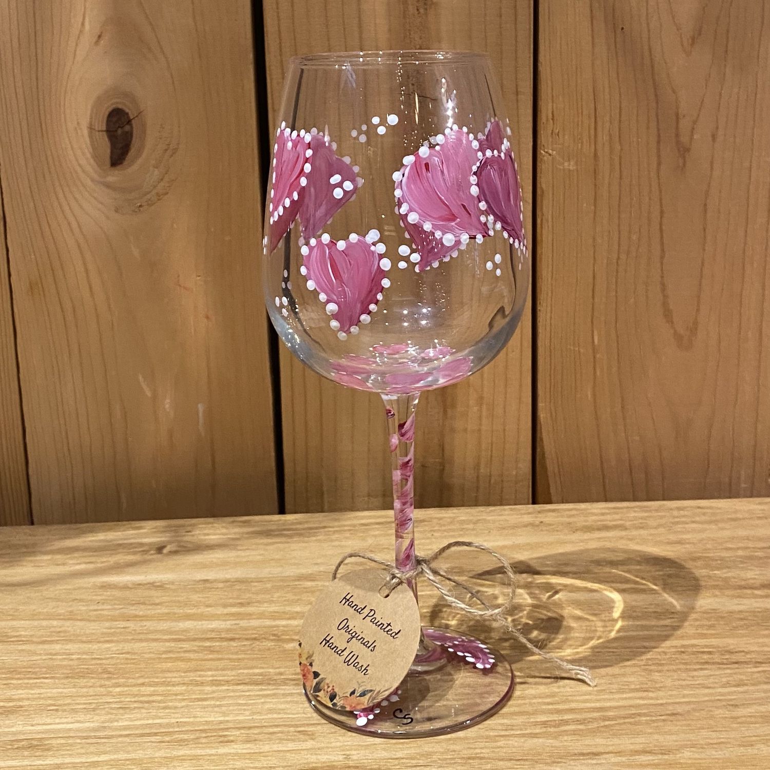 Snyder Hand Painted Wine Glass Large Love Valentine