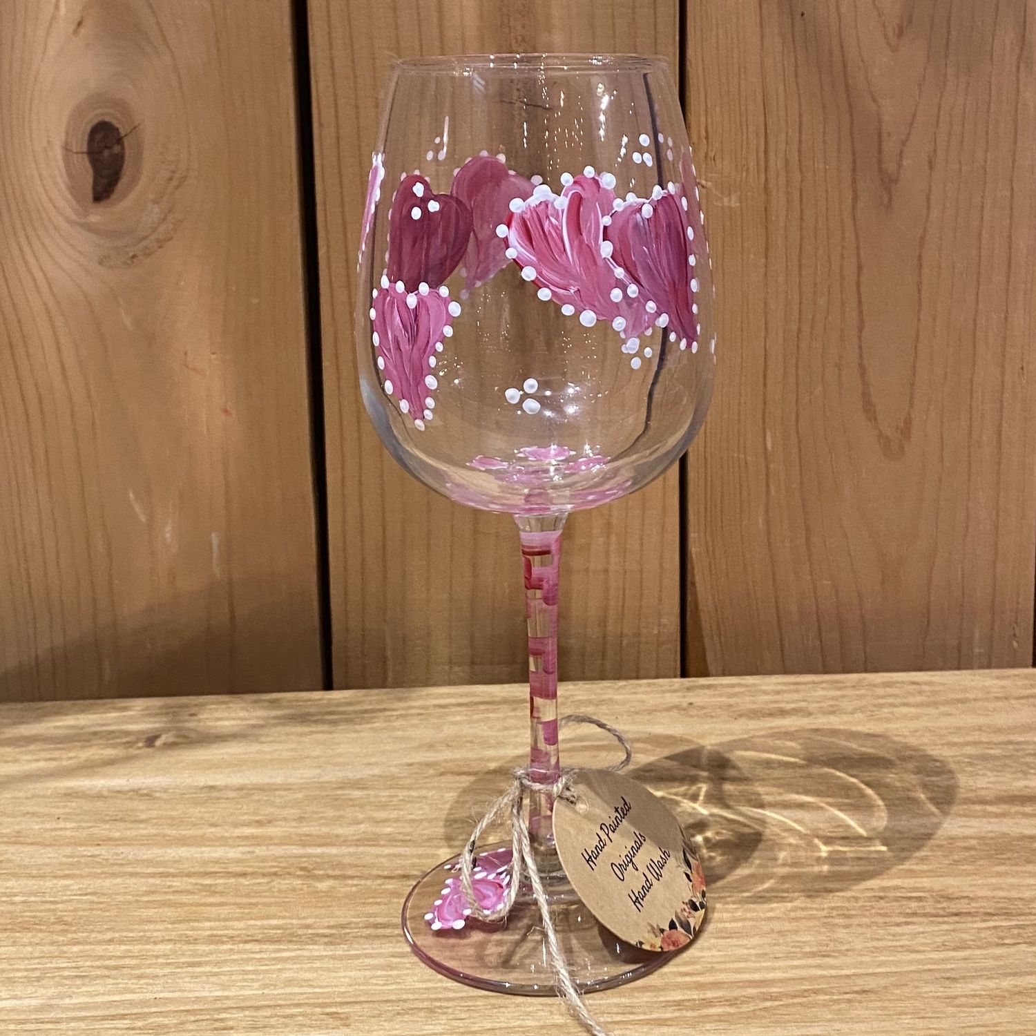 Snyder Hand Painted Wine Glass Large Valentine Love