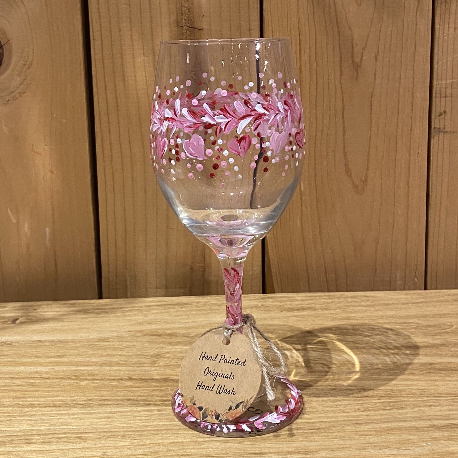 Snyder Hand Painted Wine Glass Heart Garland