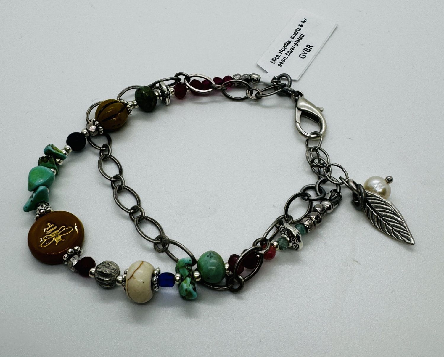 Garnish Bracelet Two Layer Mica Howlite and Quartz