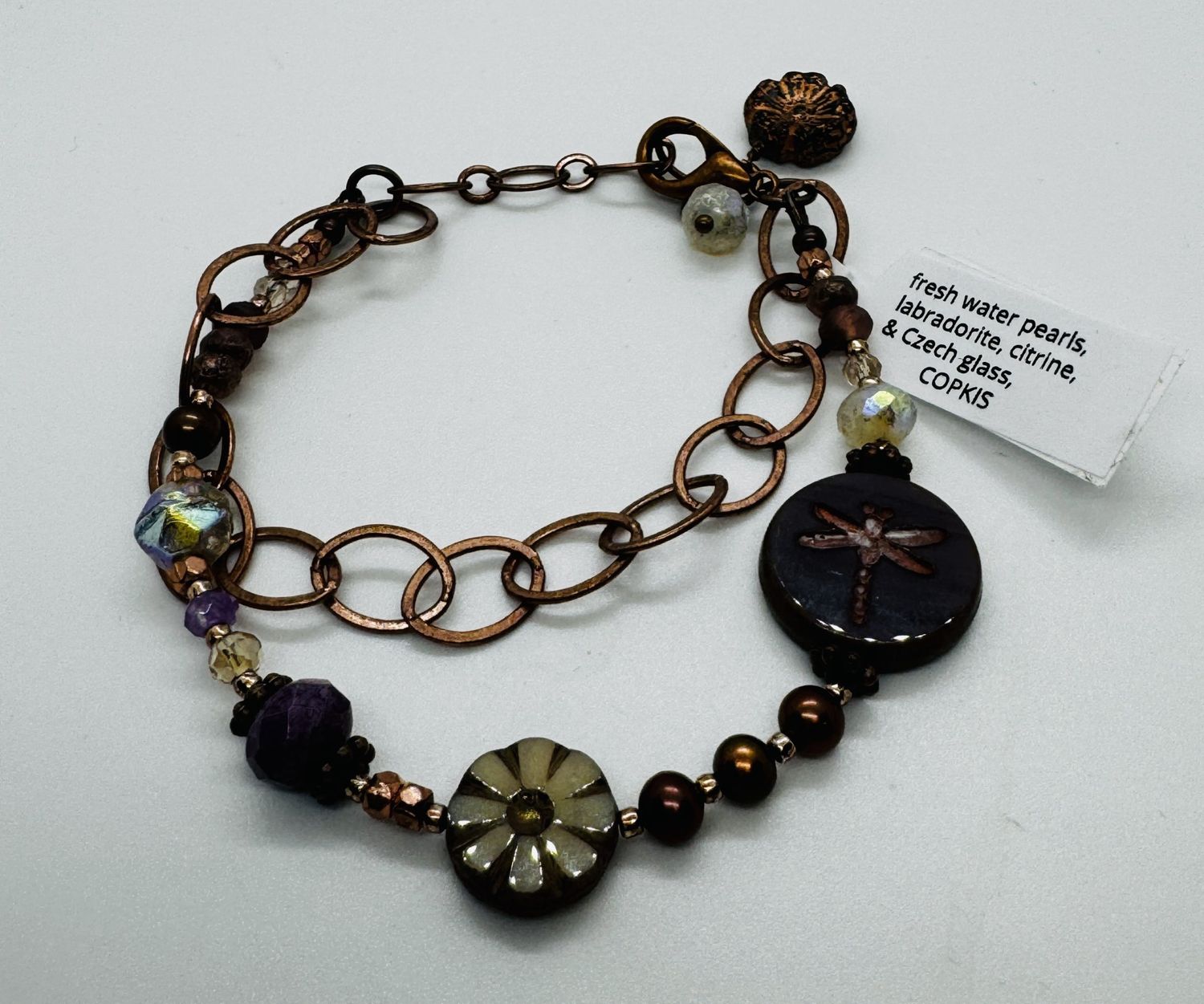 Garnish Bracelet Two Layer Copper with Dragonfly