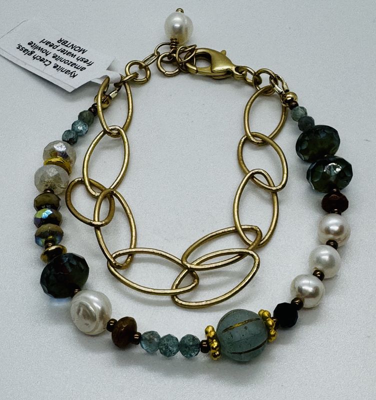 Garnish Bracelet Two Layer Multi Colored Bead