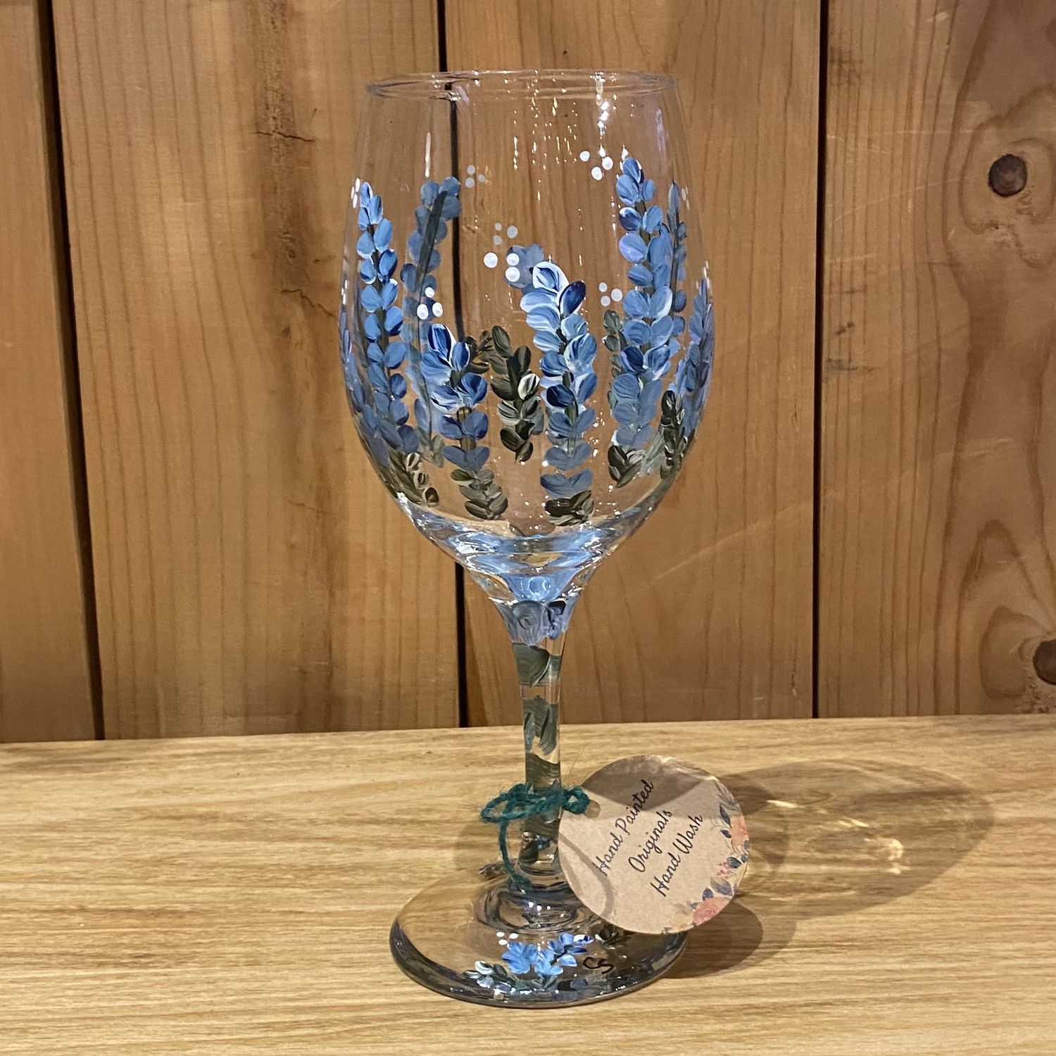 Snyder Hand Painted 20 oz Wine Glass Bluebells #2