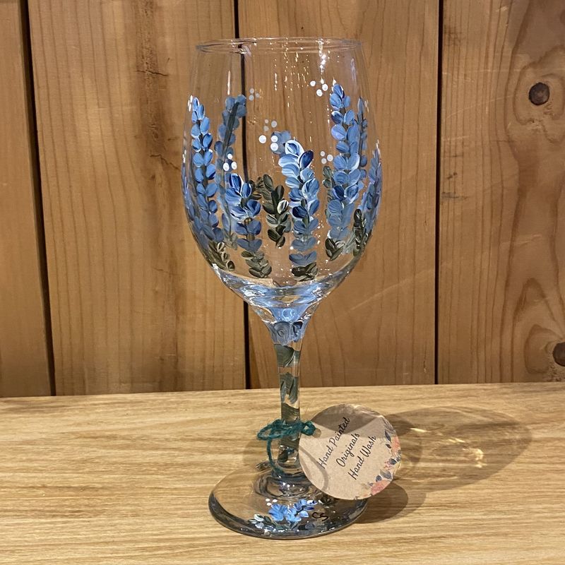 Snyder Hand Painted 20 oz Wine Glass Bluebells #2