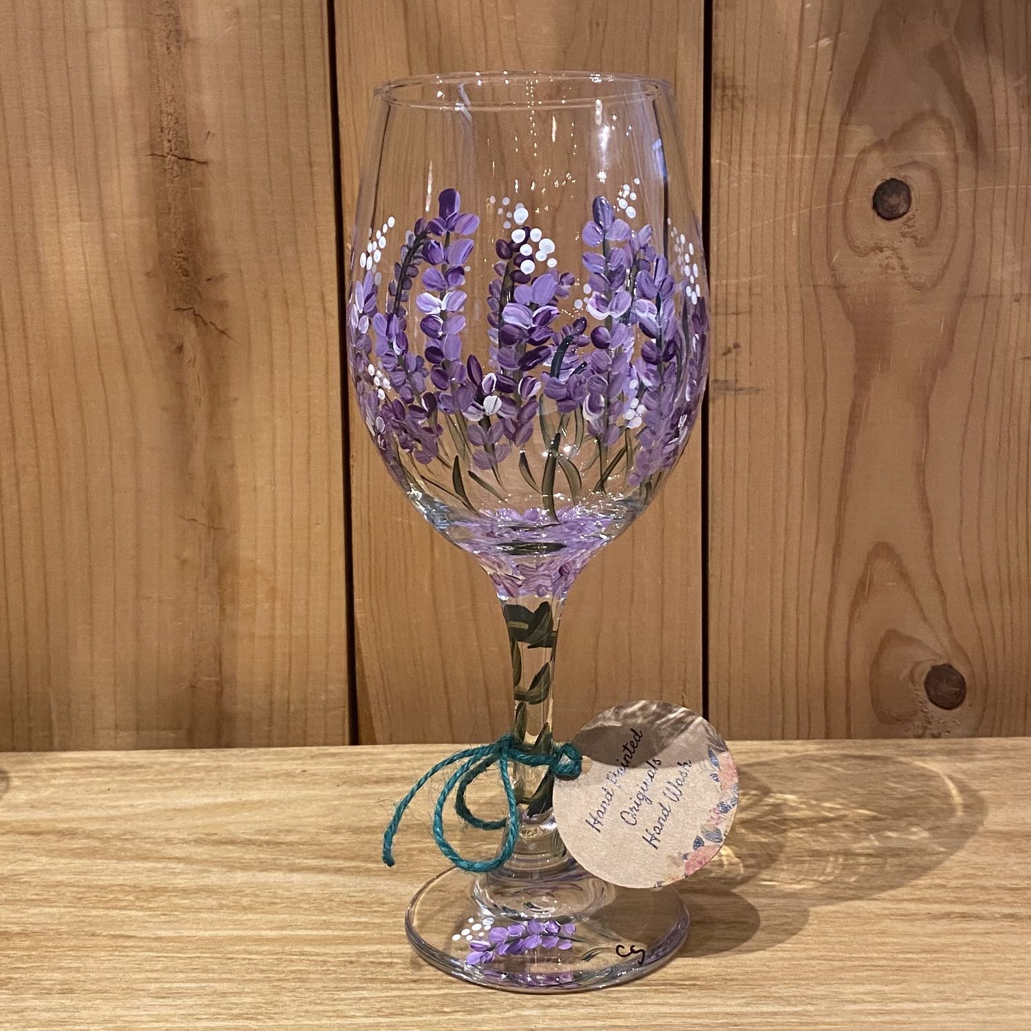 Snyder Hand Painted 20 oz Wine Glass Purple Heather