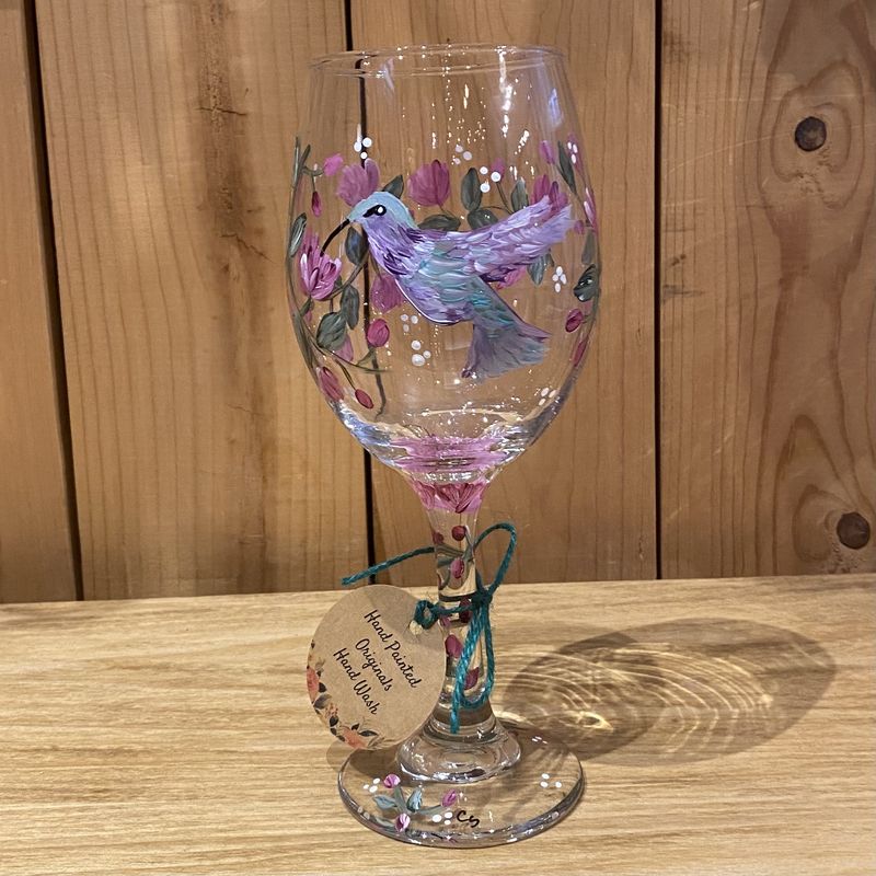 Snyder Hand Painted 20oz Wine Glass Hummingbird #2