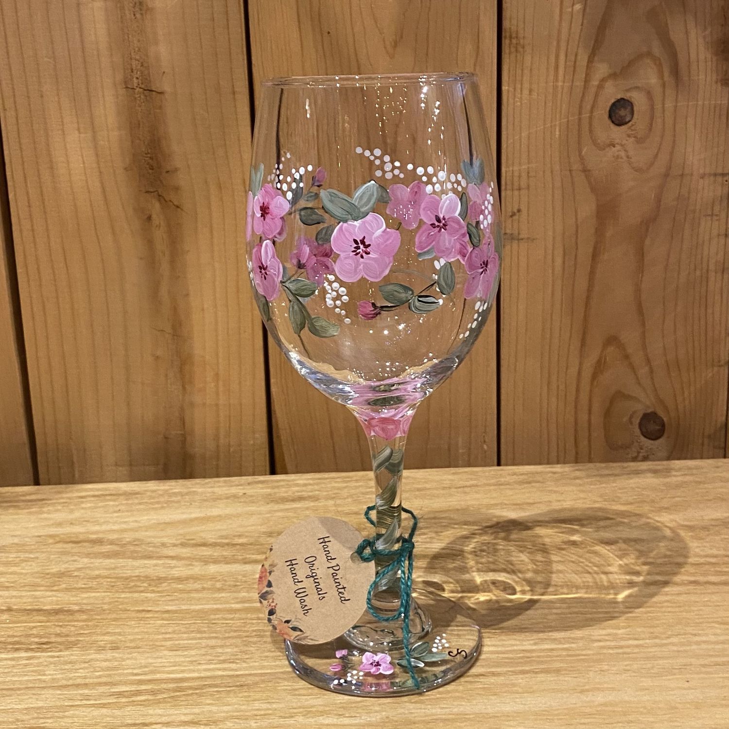 Snyder Hand Painted 20 oz Wine Glass Cherry Blossoms
