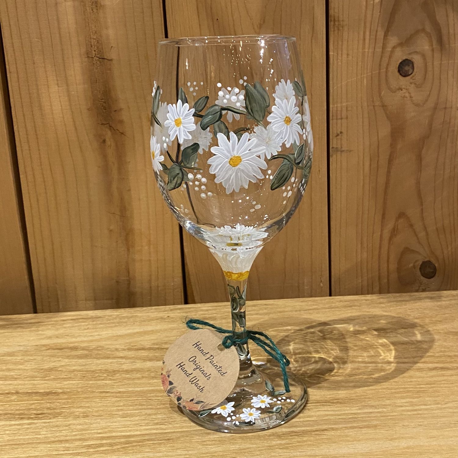 Snyder Hand Painted 20oz Wine Glass Daisy #2