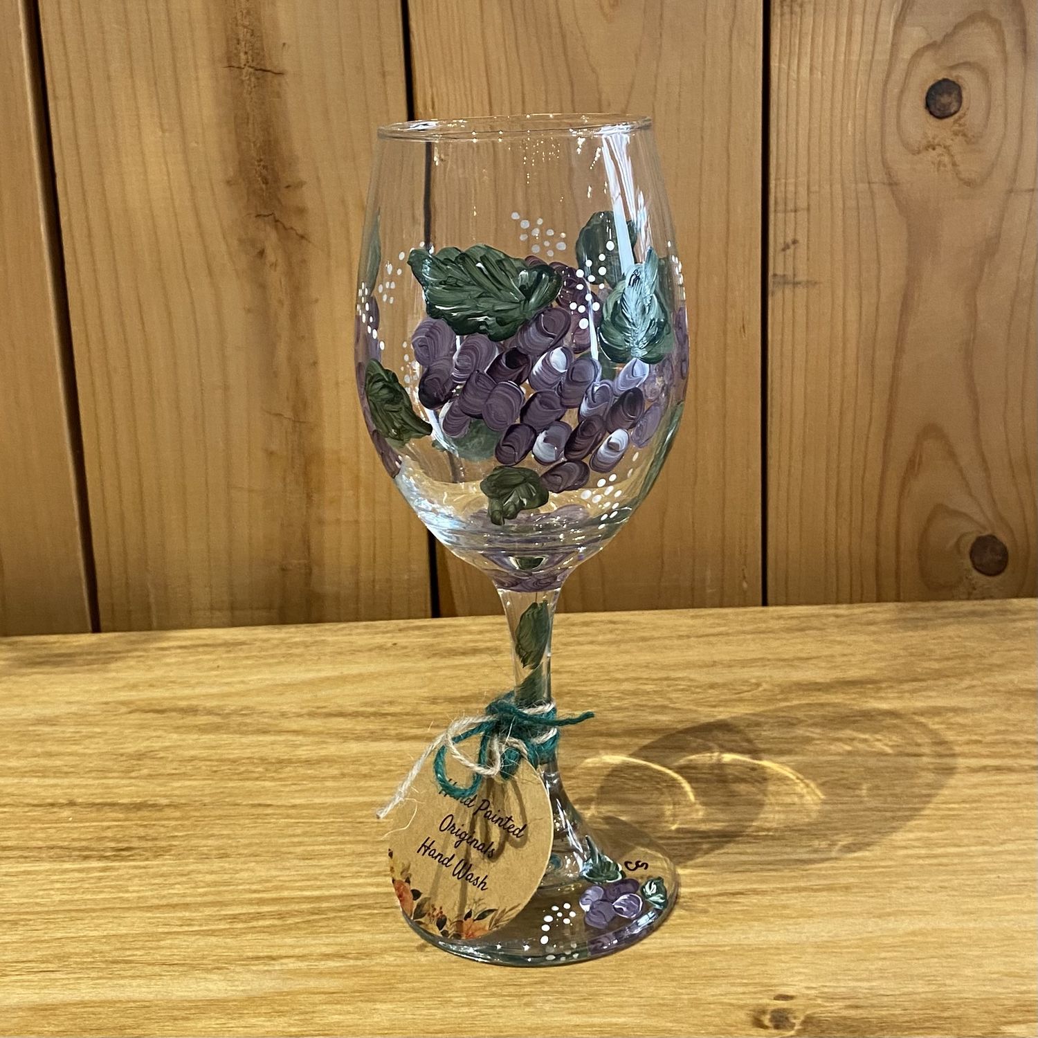 Snyder Hand Painted Wine Glass Grape Go Round Purple