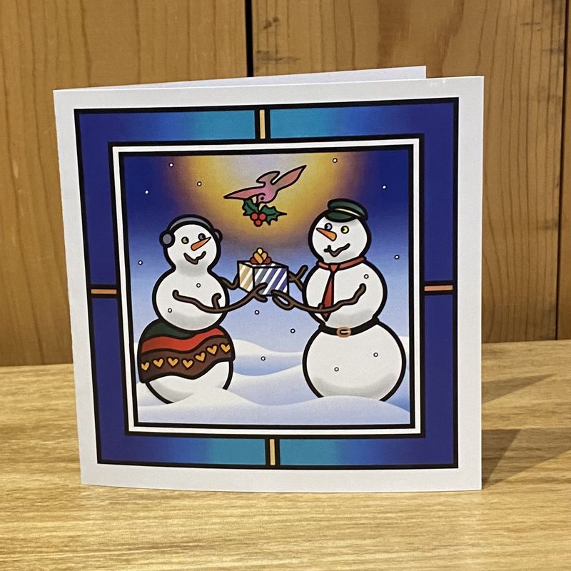 MeTimothy Christmas Card &quot;Snowman Gift Exchange&quot;