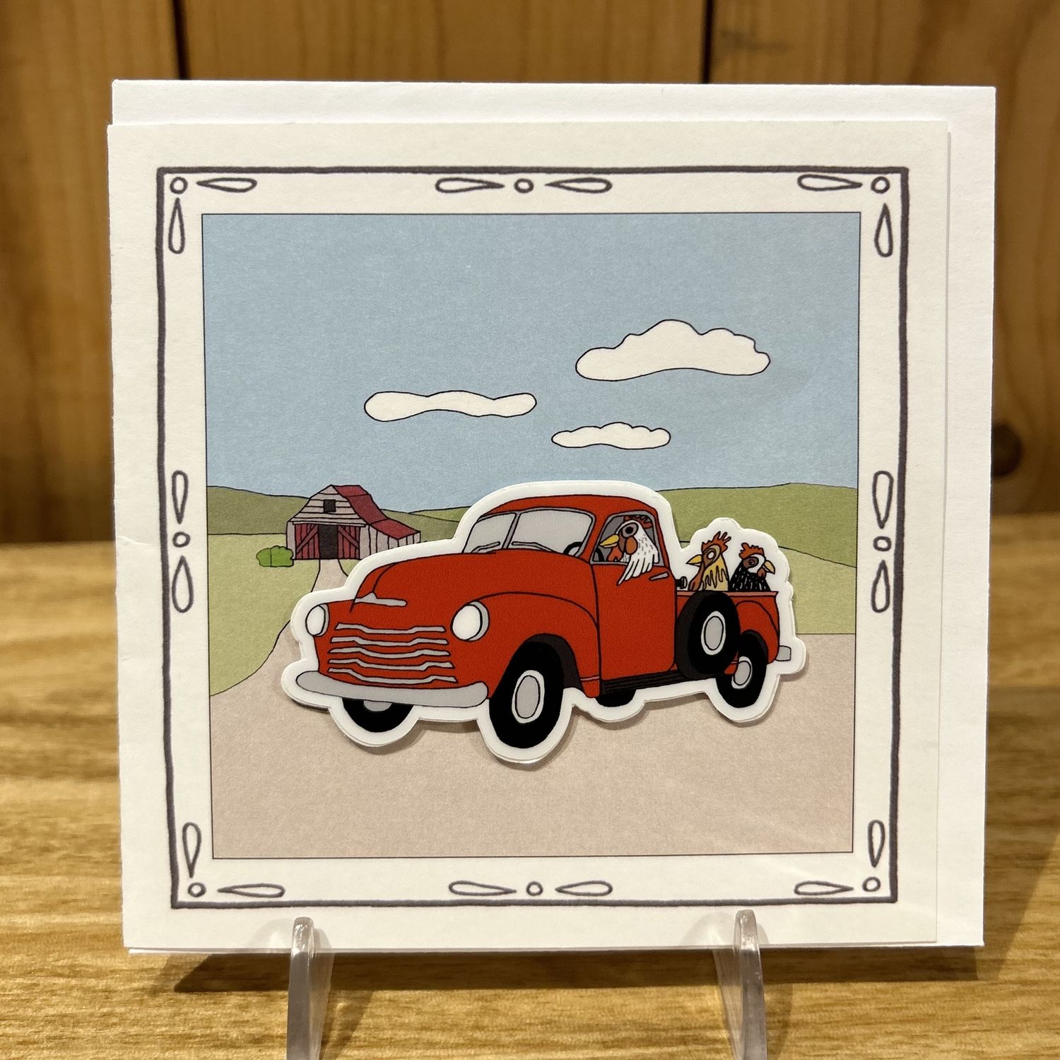 Stick With Mary Red Truck Sticker Card