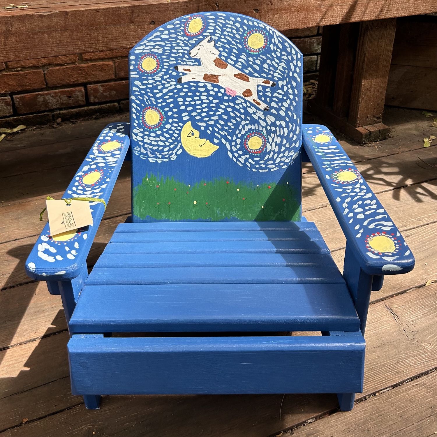 Kindlon Childs Adirondack Chair Blue w/Cow and Clouds