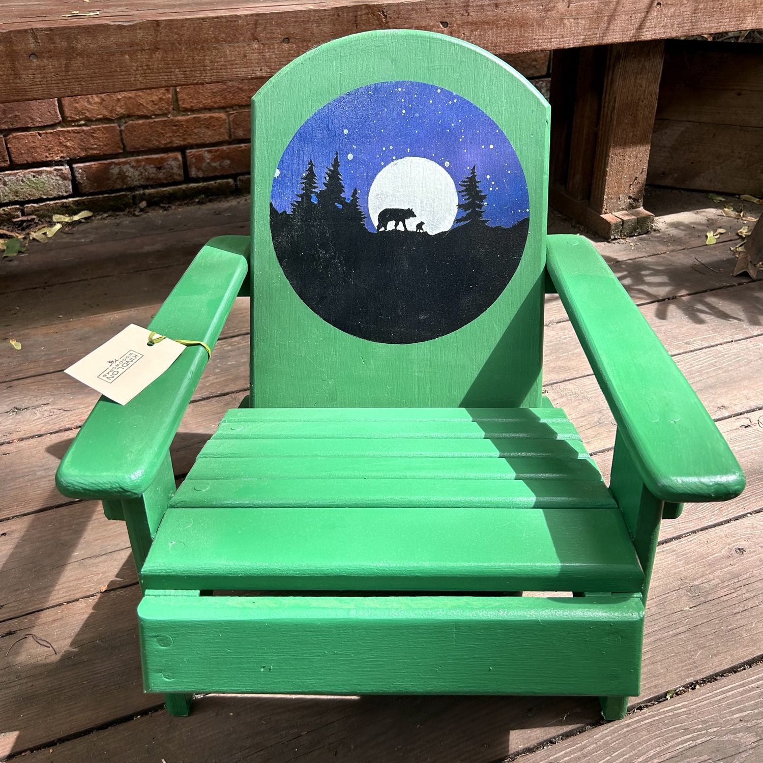 Kindlon Childs Adirondack Chair Green w/Wilderness Scene