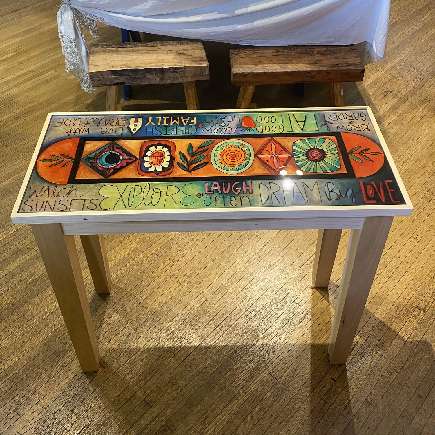 Sticks Hand Made Table w/ Glass Top