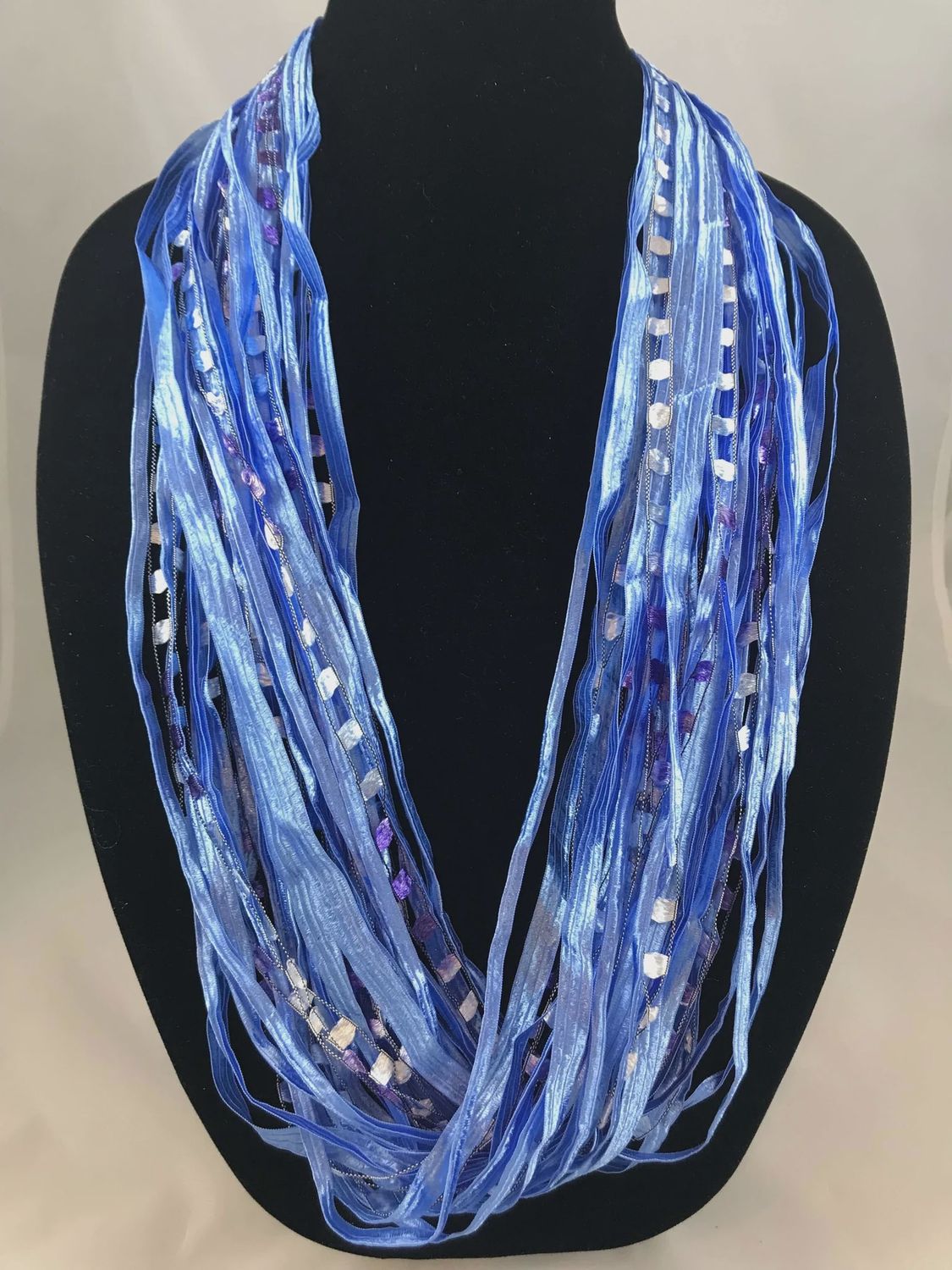 JA Collections Bright Blue Skies Rib Fiber Necklace 12&quot;